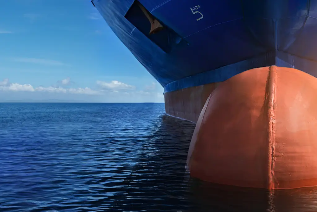 A ship hull at sea