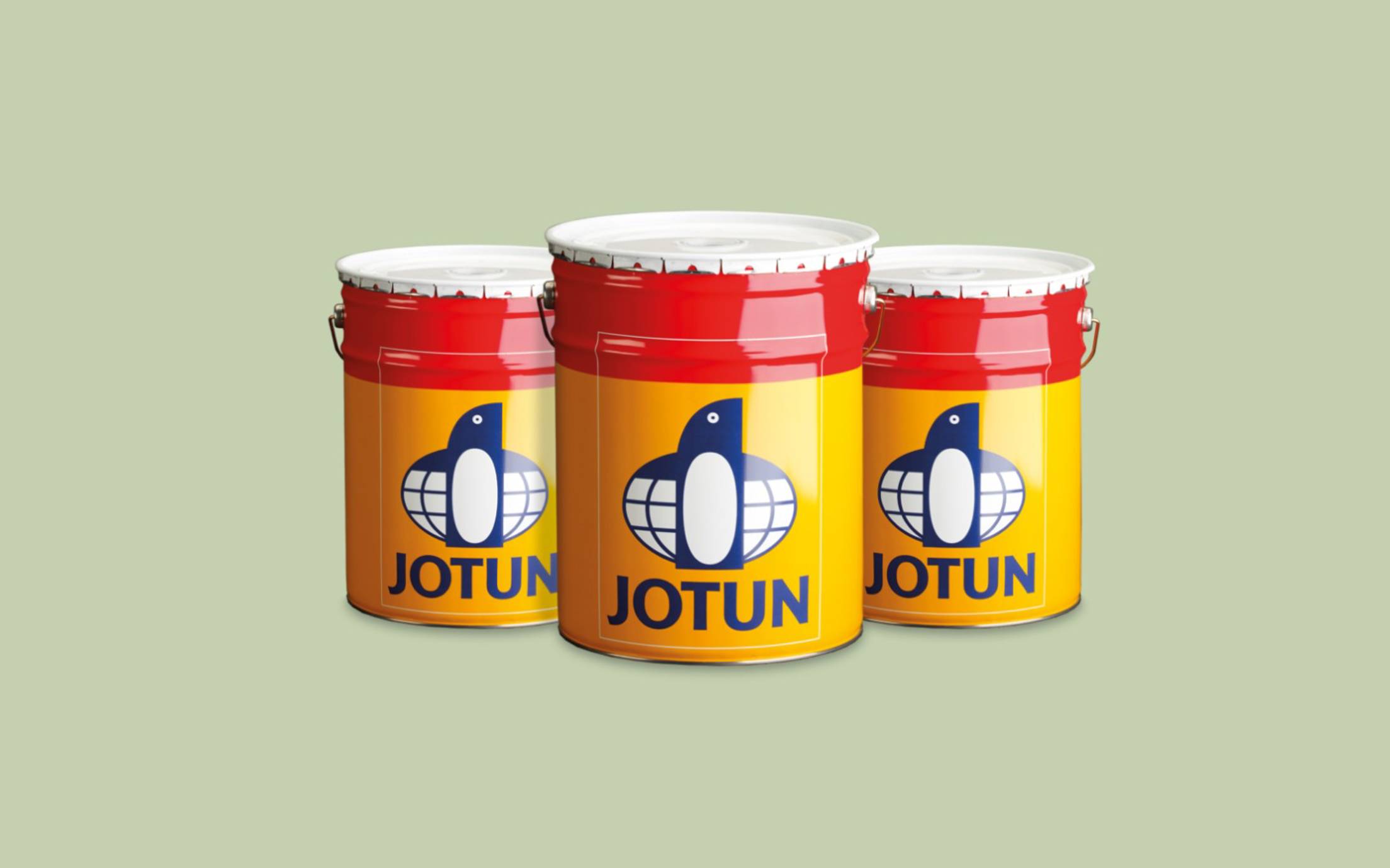 Jotun packaging can with green background